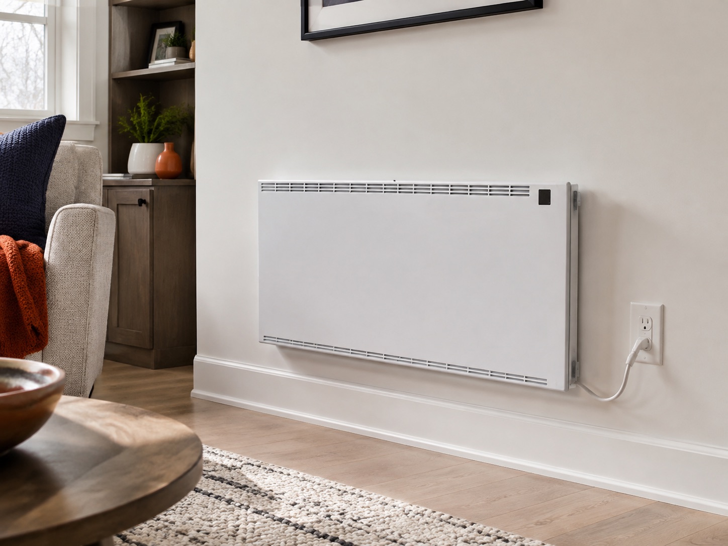 Wall Heater in a bright residential interior