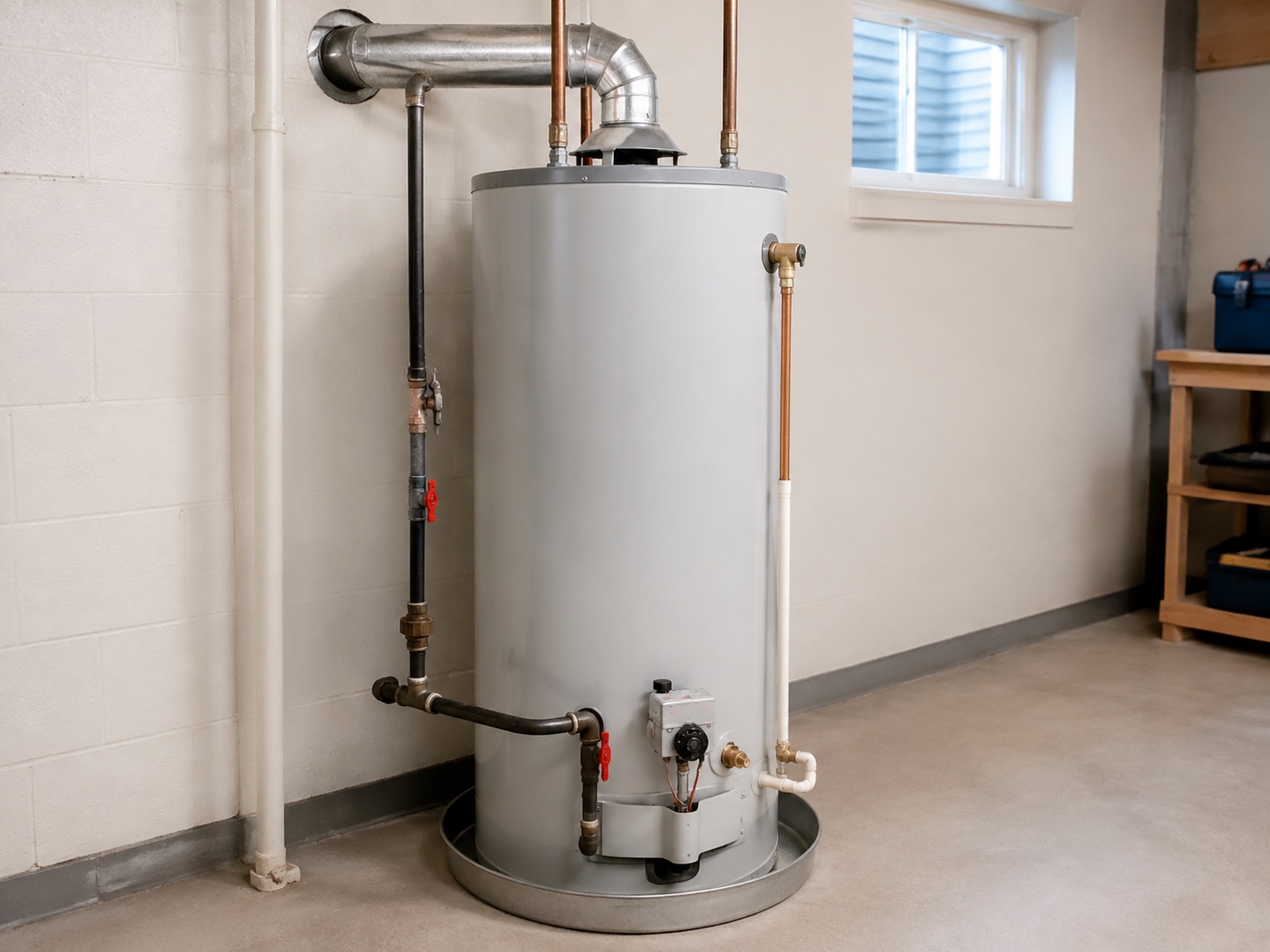 Water Heater in a bright residential interior